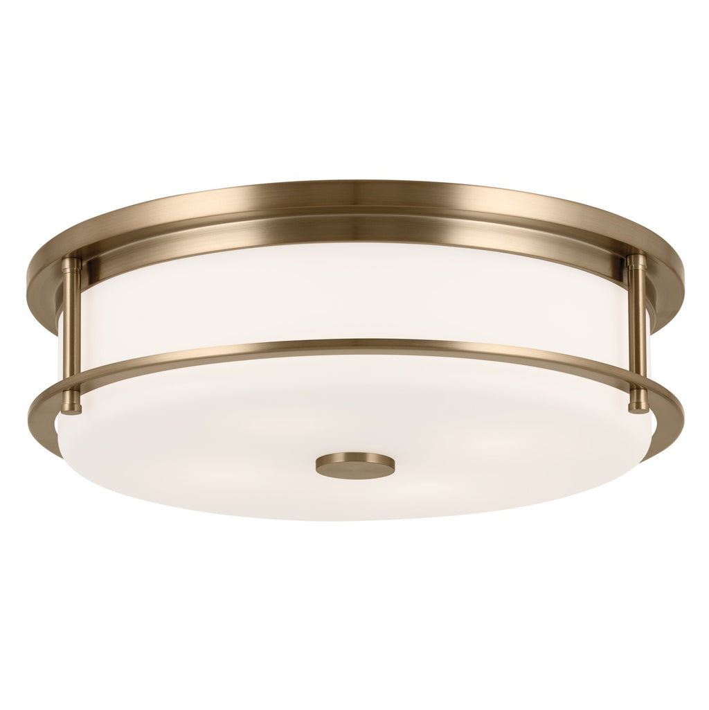 KICHLER 52597CPZ Brit 18 Inch 4 Light Flush Mount With Satin Etched Cased Opal Glass In Champagne Bronze