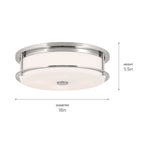 KICHLER 52597PN Brit 18 Inch 4 Light Flush Mount With Satin Etched Cased Opal Glass In Polished Nickel