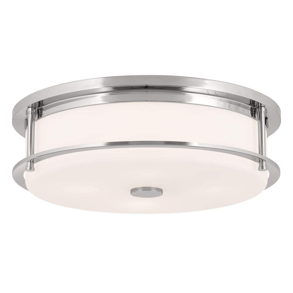 KICHLER 52597PN Brit 18 Inch 4 Light Flush Mount With Satin Etched Cased Opal Glass In Polished Nickel