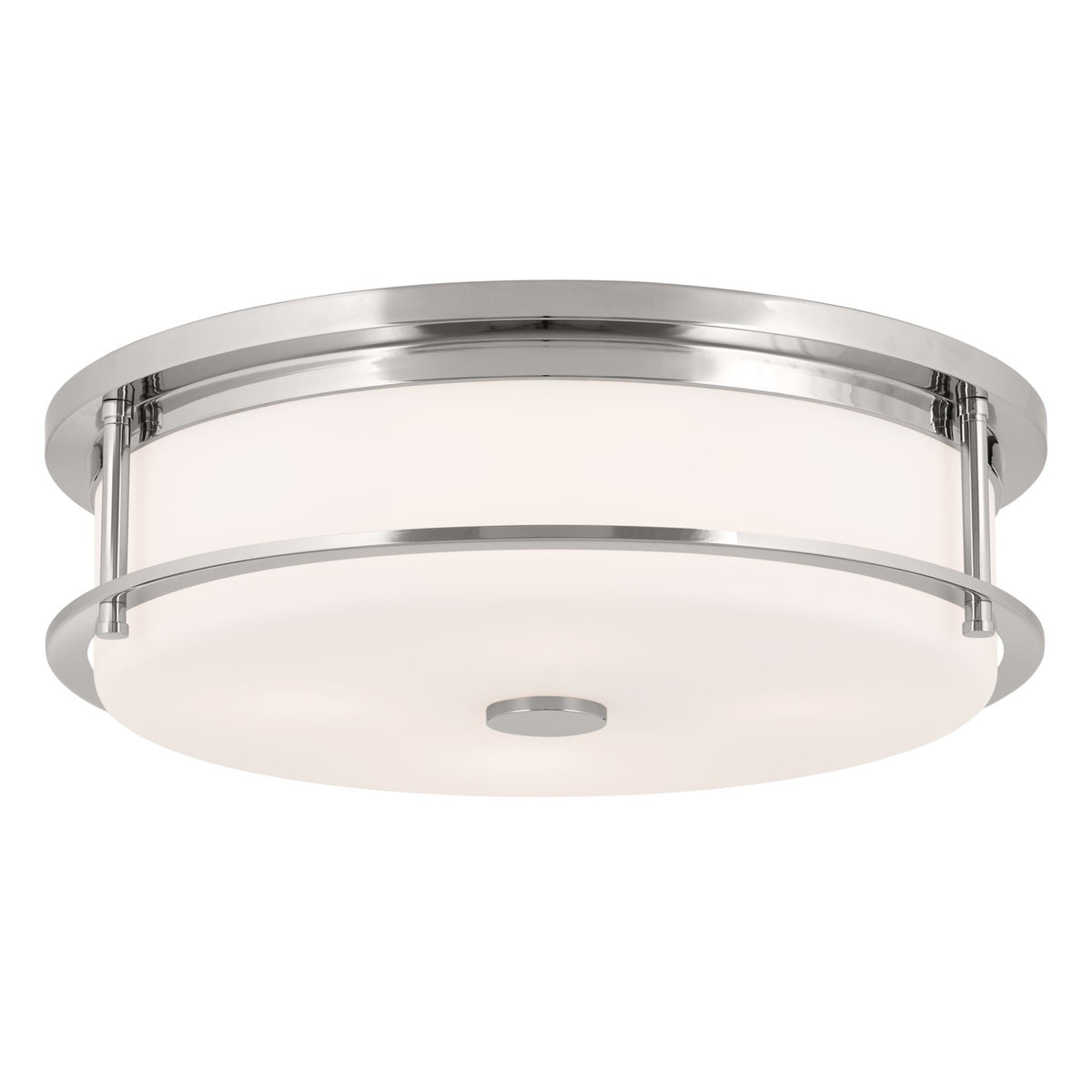 KICHLER 52597PN Brit 18 Inch 4 Light Flush Mount With Satin Etched Cased Opal Glass In Polished Nickel