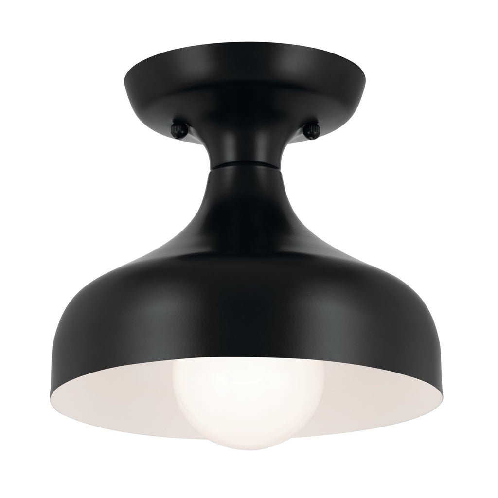 KICHLER 52599BK Sisu 6.75 Inch 1 Light Semi Flush In Black