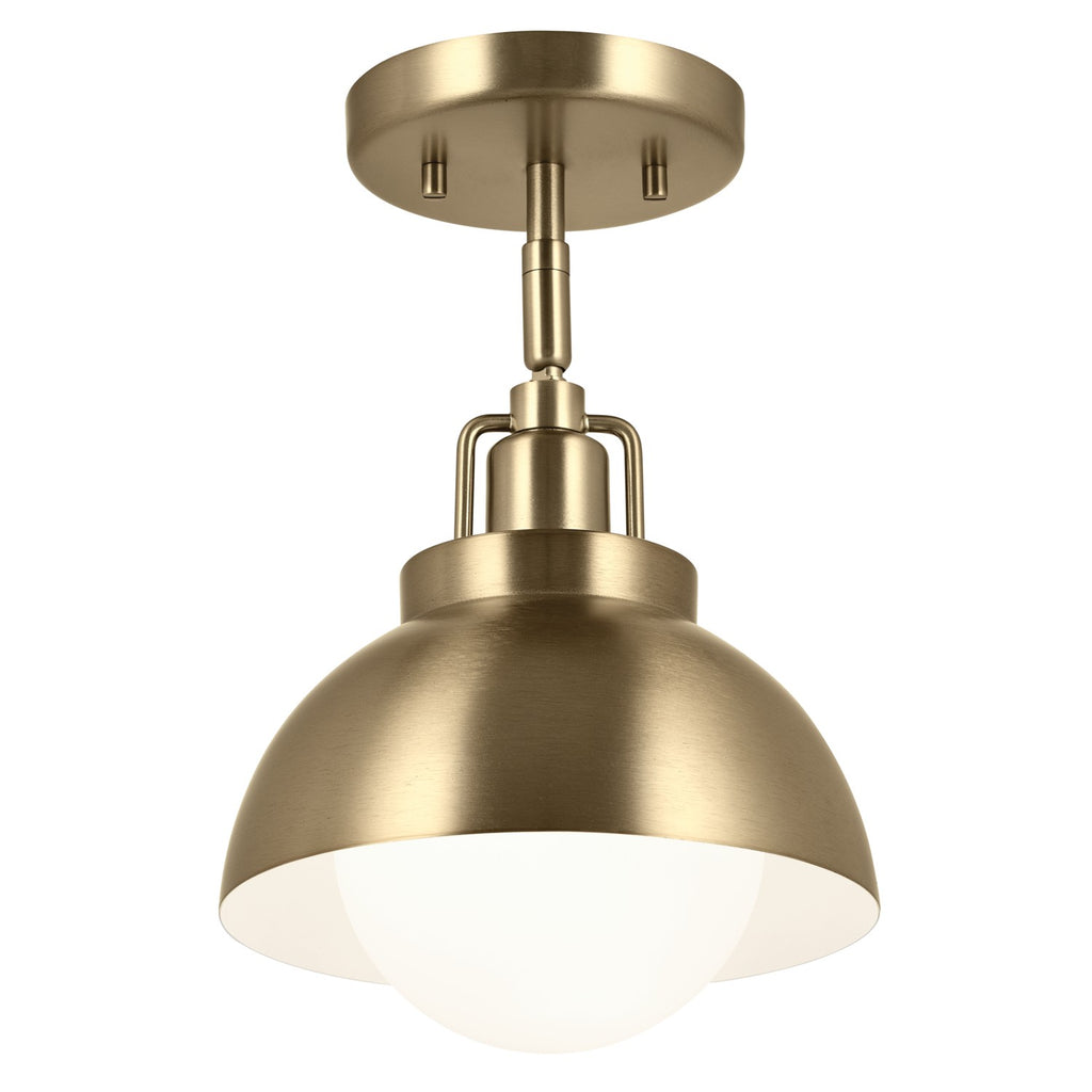 KICHLER 52601CPZ Niva 11.25 Inch 1 Light Convertible Semi Flush With Satin Etched Cased Opal Glass In Champagne Bronze