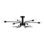 KICHLER 52602BK Ocala 41.25 Inch 6 Light Flush Mount With Clear Crystal In Black