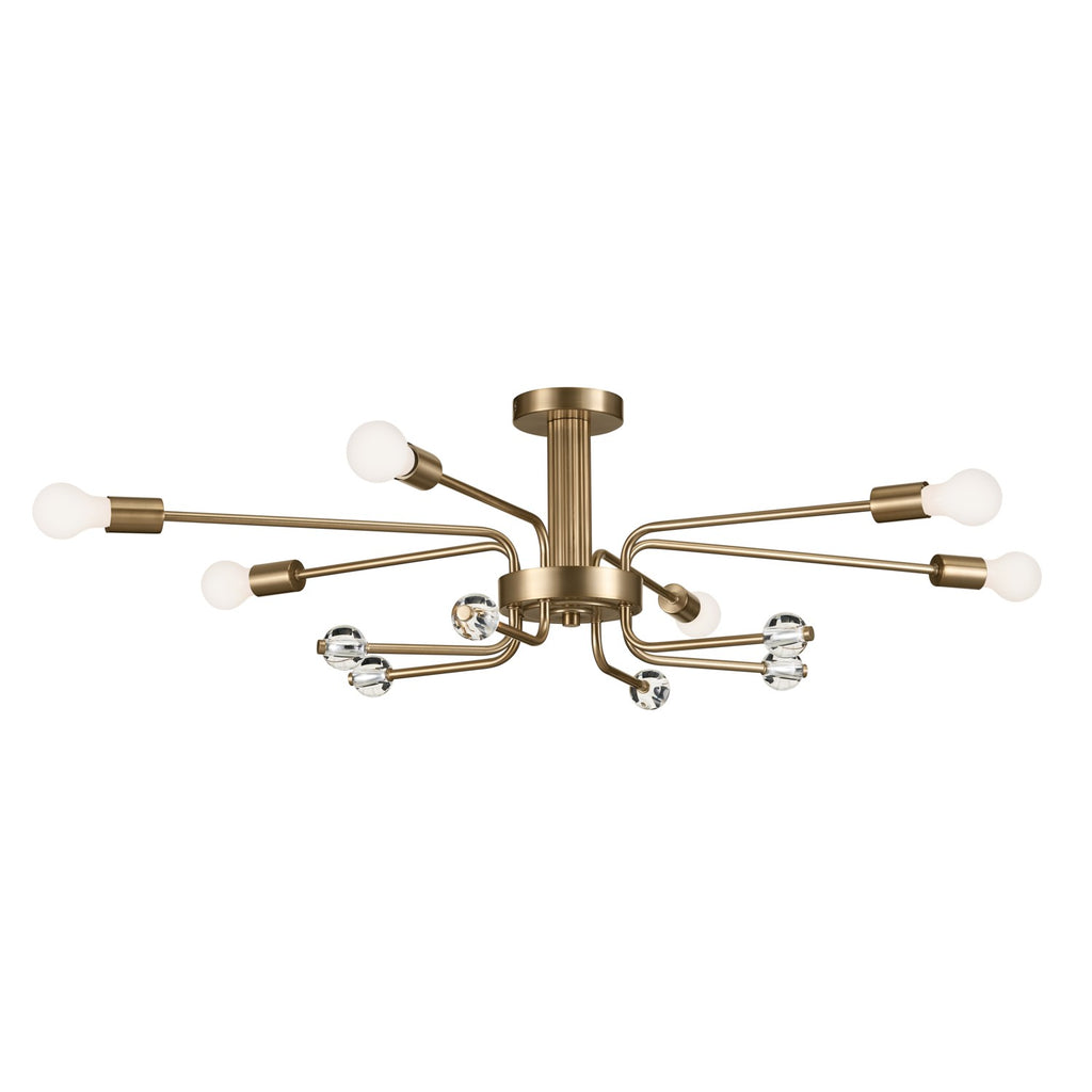 KICHLER 52602CPZ Ocala 41.25 Inch 6 Light Flush Mount With Clear Crystal In Champagne Bronze