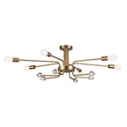 KICHLER 52602CPZ Ocala 41.25 Inch 6 Light Flush Mount With Clear Crystal In Champagne Bronze