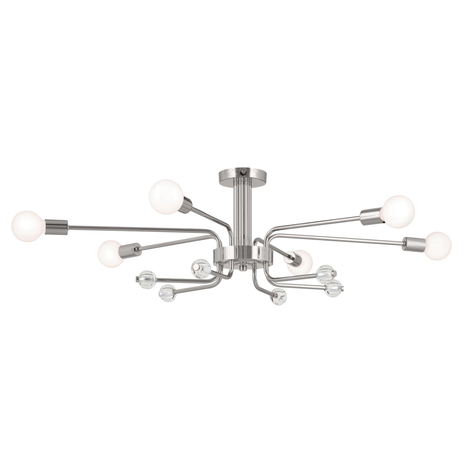 KICHLER 52602PN Ocala 41.25 Inch 6 Light Flush Mount With Clear Crystal In Polished Nickel