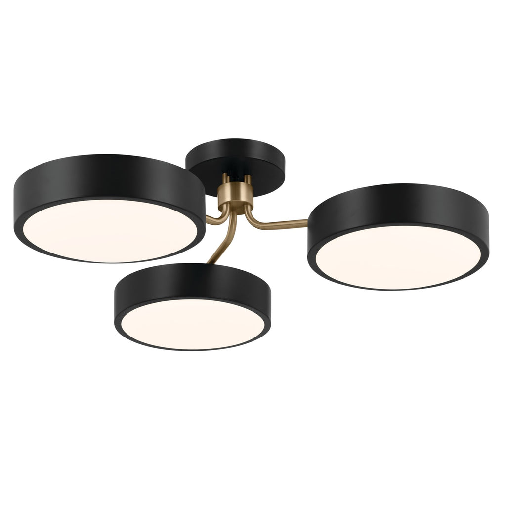 KICHLER 52604BKCPZ Sago 40 Inch 3 Light Semi Flush With Clear Acrylic With Inside Satin Etch In Black And Champagne Bronze