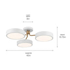 KICHLER 52604WHCPZ Sago 40 Inch 3 Light Semi Flush With Clear Acrylic With Inside Satin Etch In White And Champagne Bronze