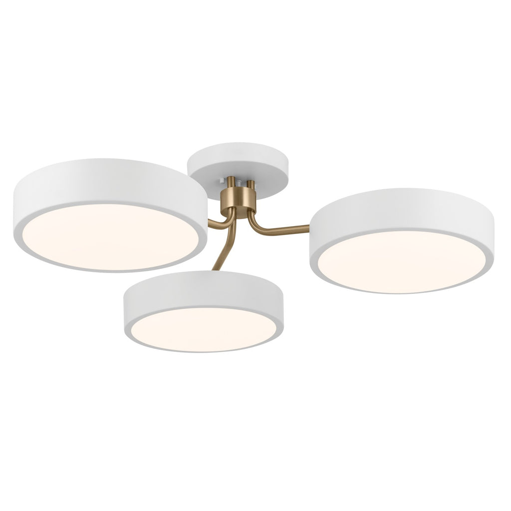 KICHLER 52604WHCPZ Sago 40 Inch 3 Light Semi Flush With Clear Acrylic With Inside Satin Etch In White And Champagne Bronze