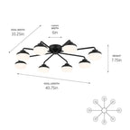 KICHLER 52608BK Remy 40.75 Inch 8 Light Led Flush Mount With Satin Etched Cased Opal Glass In Black