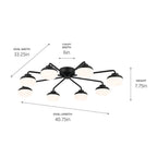 KICHLER 52608BK Remy 40.75 Inch 8 Light Led Flush Mount With Satin Etched Cased Opal Glass In Black