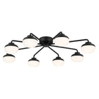 KICHLER 52608BK Remy 40.75 Inch 8 Light Led Flush Mount With Satin Etched Cased Opal Glass In Black