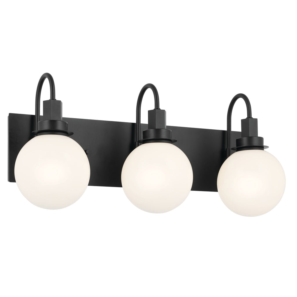 KICHLER 55151BK Hex 22.75 Inch 3 Light Vanity With Opal Glass In Black