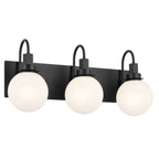 KICHLER 55151BK Hex 22.75 Inch 3 Light Vanity With Opal Glass In Black