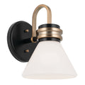 KICHLER 55153BK Farum 9.5 Inch 1 Light Wall Sconce With Opal Glass In Black With Champagne Bronze