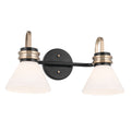 KICHLER 55154BK Farum 19.25 Inch 2 Light Vanity With Opal Glass In Black With Champagne Bronze