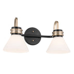 KICHLER 55154BK Farum 19.25 Inch 2 Light Vanity With Opal Glass In Black With Champagne Bronze
