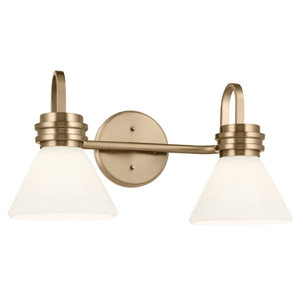KICHLER 55154CPZ Farum 19.25 Inch 2 Light Vanity With Opal Glass In Champagne Bronze