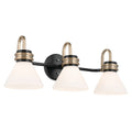 KICHLER 55155BK Farum 26 Inch 3 Light Vanity With Opal Glass In Black With Champagne Bronze