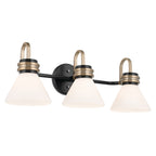 KICHLER 55155BK Farum 26 Inch 3 Light Vanity With Opal Glass In Black With Champagne Bronze