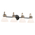 KICHLER 55156BK Farum 34 Inch 4 Light Vanity With Opal Glass In Black With Champagne Bronze
