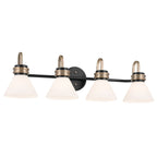 KICHLER 55156BK Farum 34 Inch 4 Light Vanity With Opal Glass In Black With Champagne Bronze