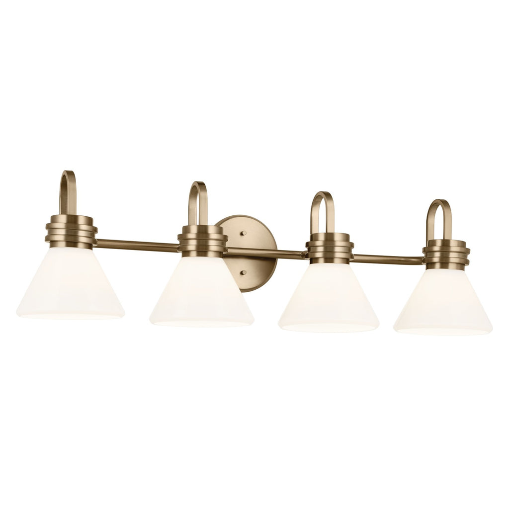 KICHLER 55156CPZ Farum 34 Inch 4 Light Vanity With Opal Glass In Champagne Bronze
