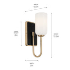 KICHLER 55161CPZ Solia 13.5 Inch 1 Light Wall Sconce With Opal Glass In Champagne Bronze With Black