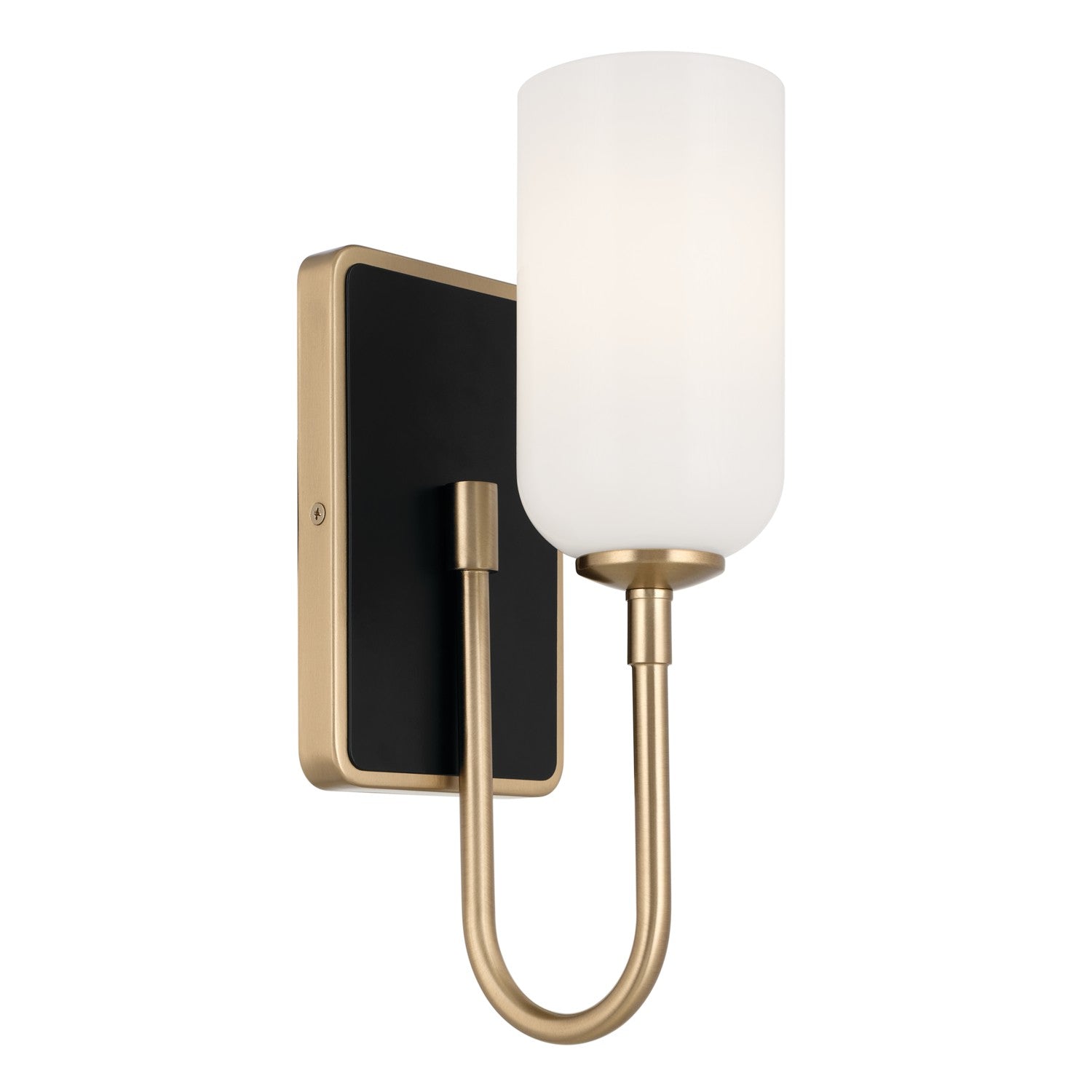 KICHLER 55161CPZ Solia 13.5 Inch 1 Light Wall Sconce With Opal Glass In Champagne Bronze With Black