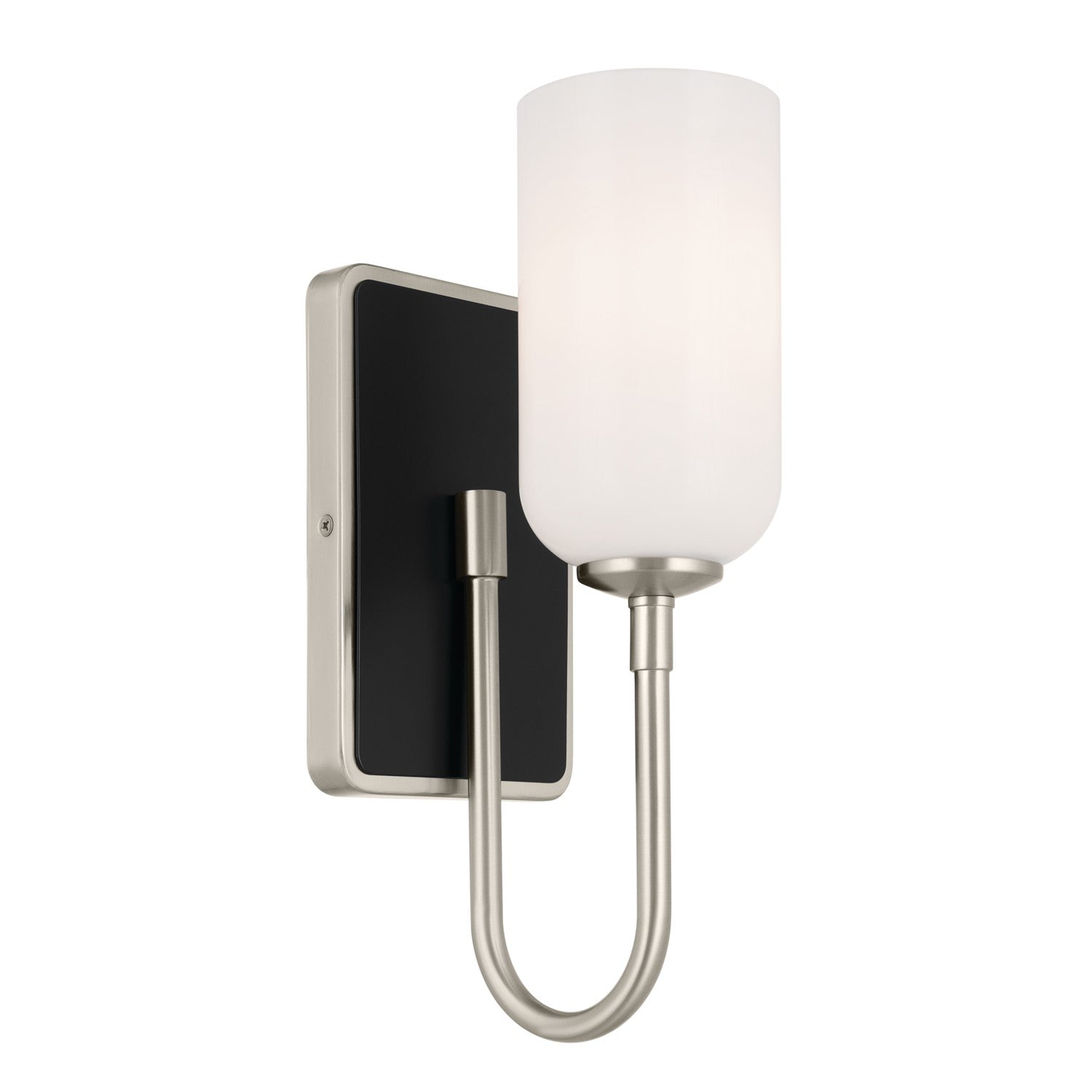KICHLER 55161NI Solia 13.5 Inch 1 Light Wall Sconce With Opal Glass In Brushed Nickel With Black