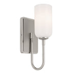 KICHLER 55161PN Solia 13.5 Inch 1 Light Wall Sconce With Opal Glass In Polished Nickel With Stain Nickel