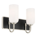 KICHLER 55162NI Solia 14.25 Inch 2 Light Vanity With Opal Glass In Brushed Nickel With Black