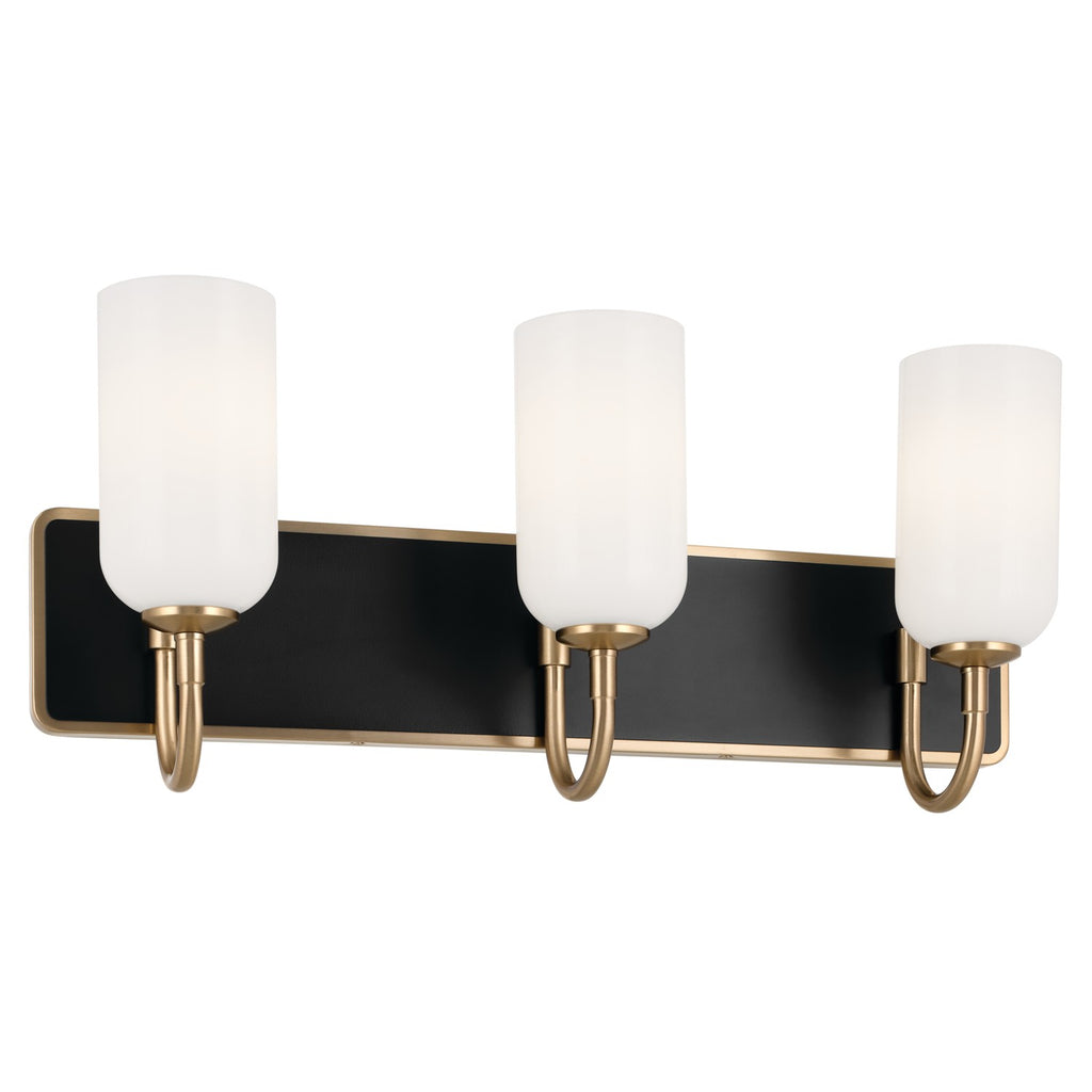 KICHLER 55163CPZ Solia 24 Inch 3 Light Vanity With Opal Glass In Champagne Bronze With Black