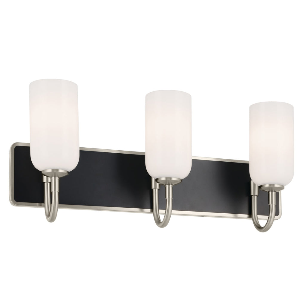 KICHLER 55163NI Solia 24 Inch 3 Light Vanity With Opal Glass In Brushed Nickel With Black