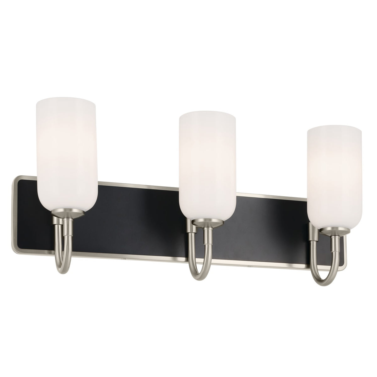KICHLER 55163NI Solia 24 Inch 3 Light Vanity With Opal Glass In Brushed Nickel With Black