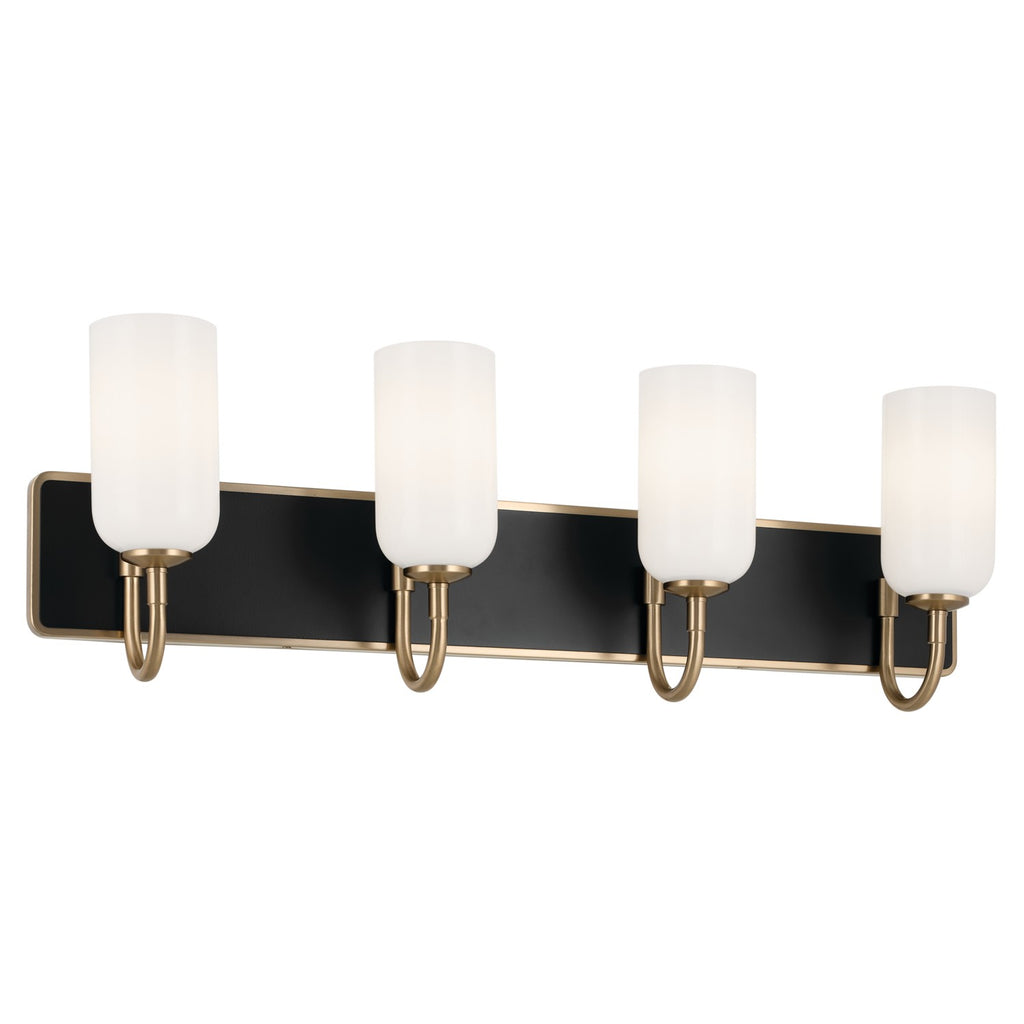 KICHLER 55164CPZ Solia 32 Inch 4 Light Vanity With Opal Glass In Champagne Bronze With Black