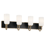 KICHLER 55164CPZ Solia 32 Inch 4 Light Vanity With Opal Glass In Champagne Bronze With Black