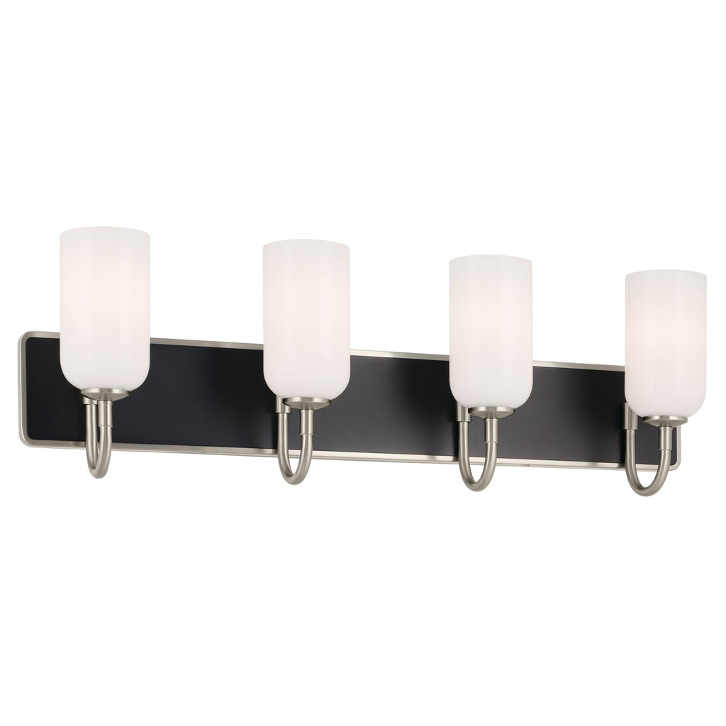KICHLER 55164NI Solia 32 Inch 4 Light Vanity With Opal Glass In Brushed Nickel With Black