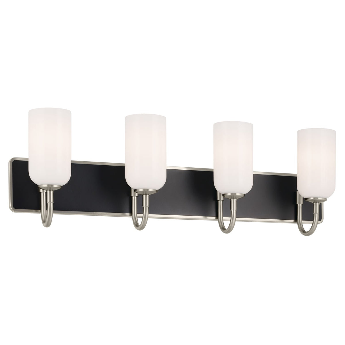 KICHLER 55164NI Solia 32 Inch 4 Light Vanity With Opal Glass In Brushed Nickel With Black