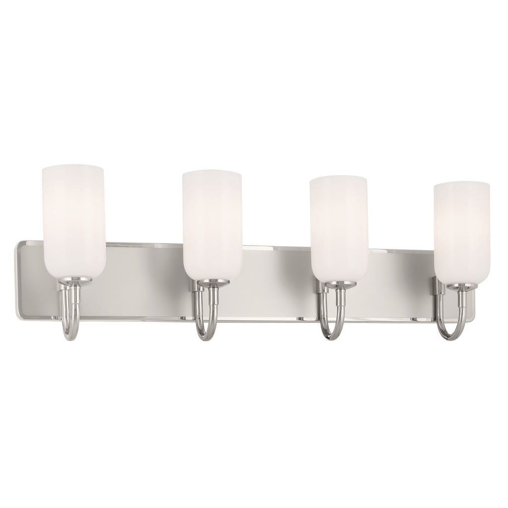 KICHLER 55164PN Solia 32 Inch 4 Light Vanity With Opal Glass In Polished Nickel With Stain Nickel