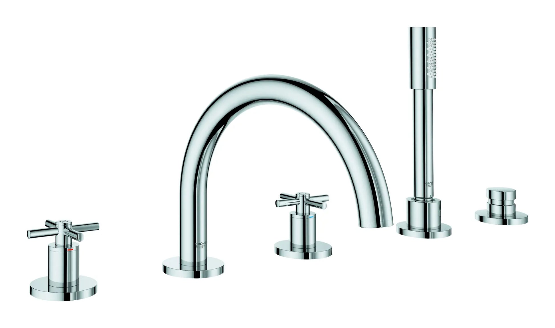 GROHE 25049003 Atrio New 5-Hole 2-Handle Deck Mount Roman Tub Faucet with 1.75 GPM Hand Shower - Chrome