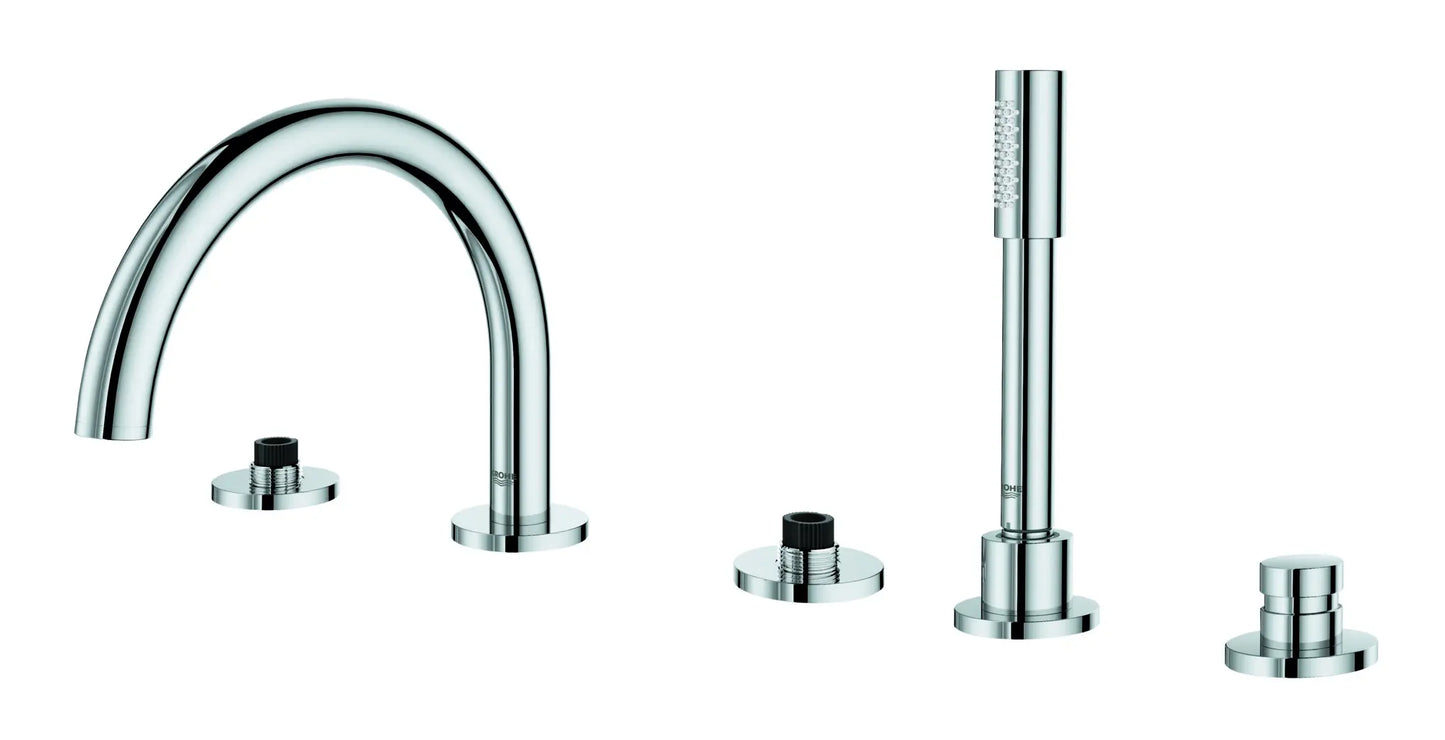 GROHE 25049003 Atrio New 5-Hole 2-Handle Deck Mount Roman Tub Faucet with 1.75 GPM Hand Shower - Chrome