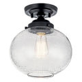 KICHLER 42296BK Avery 11 Inch 1 Light Semi Flush With Clear Seeded Glass In Black
