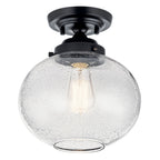 KICHLER 42296BK Avery 11 Inch 1 Light Semi Flush With Clear Seeded Glass In Black