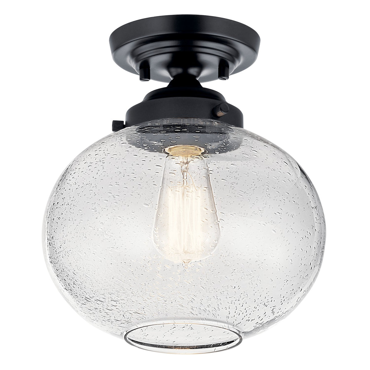 KICHLER 42296BK Avery 11 Inch 1 Light Semi Flush With Clear Seeded Glass In Black