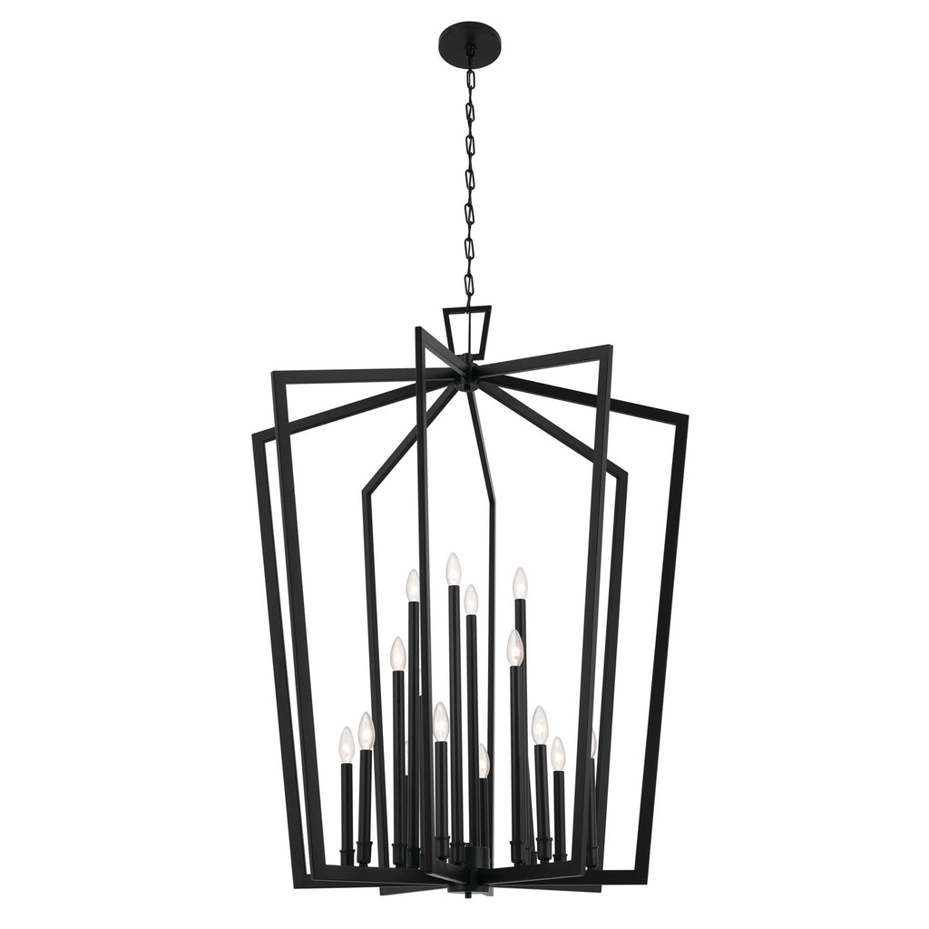 KICHLER 43499BK Abbotswell 49 Inch 16 Light Foyer Pendant In Black