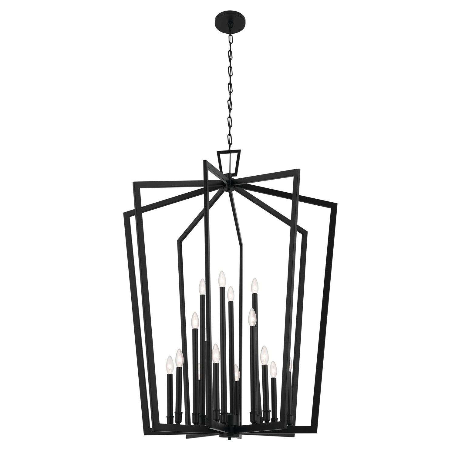 KICHLER 43499BK Abbotswell 49 Inch 16 Light Foyer Pendant In Black