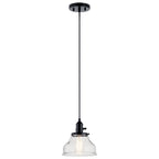 KICHLER 43850BK Avery 8.5 Inch 1 Light Bell Mini Pendant With Clear Seeded Glass In Black