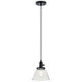 KICHLER 43851BK Avery 9 Inch 1 Light Cone Mini Pendant With Clear Seeded Glass In Black