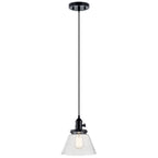 KICHLER 43851BK Avery 9 Inch 1 Light Cone Mini Pendant With Clear Seeded Glass In Black